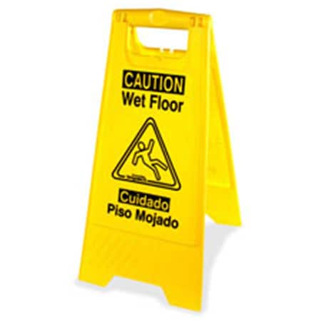 Genuine Joe Universal Bilingual Wet Floor Sign, Yellow GE465520
